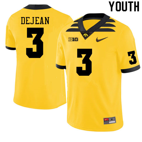 Youth #3 Cooper DeJean Iowa Hawkeyes College Football Jerseys Sale-Gold - Click Image to Close